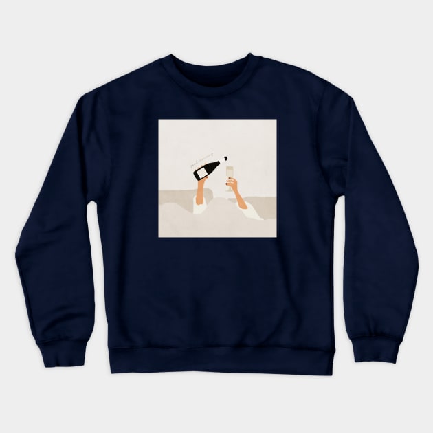 Good morning champagne bottle in bed Crewneck Sweatshirt by JulyPrints